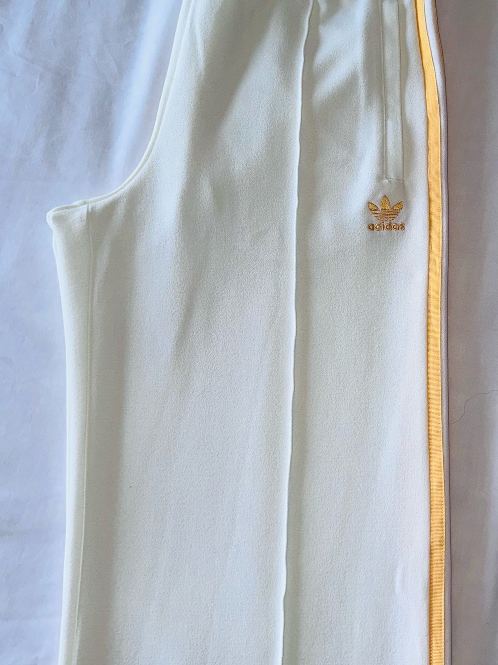 adidas Cream Joggers with Yellow Side Stripe